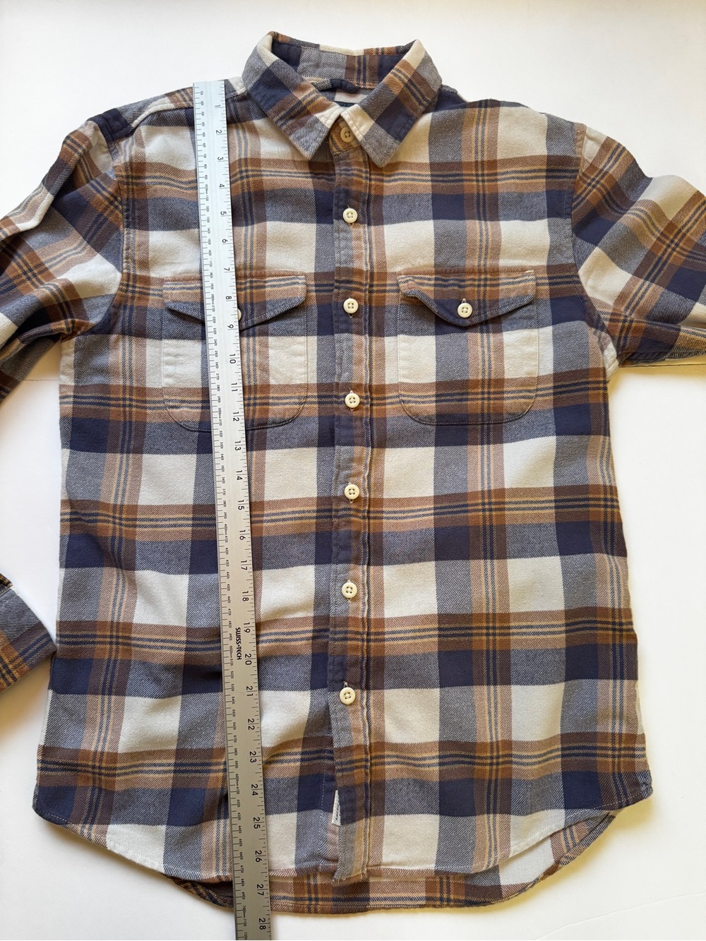 American Eagle Men's Flannel Shirt Khaki Super Soft Flannel Plaid Button Down S - Picture 9 of 13
